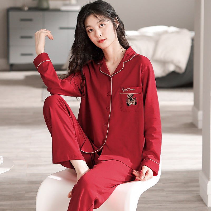 Couple's Long Sleeve Pyjama Set — Red