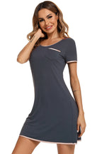 Contrast Trim Pocketed Lounge Dress