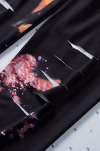 Tie-Dye Hollow-Out High Waist Leggings