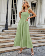 Printed High Waist Sling Maxi Dress