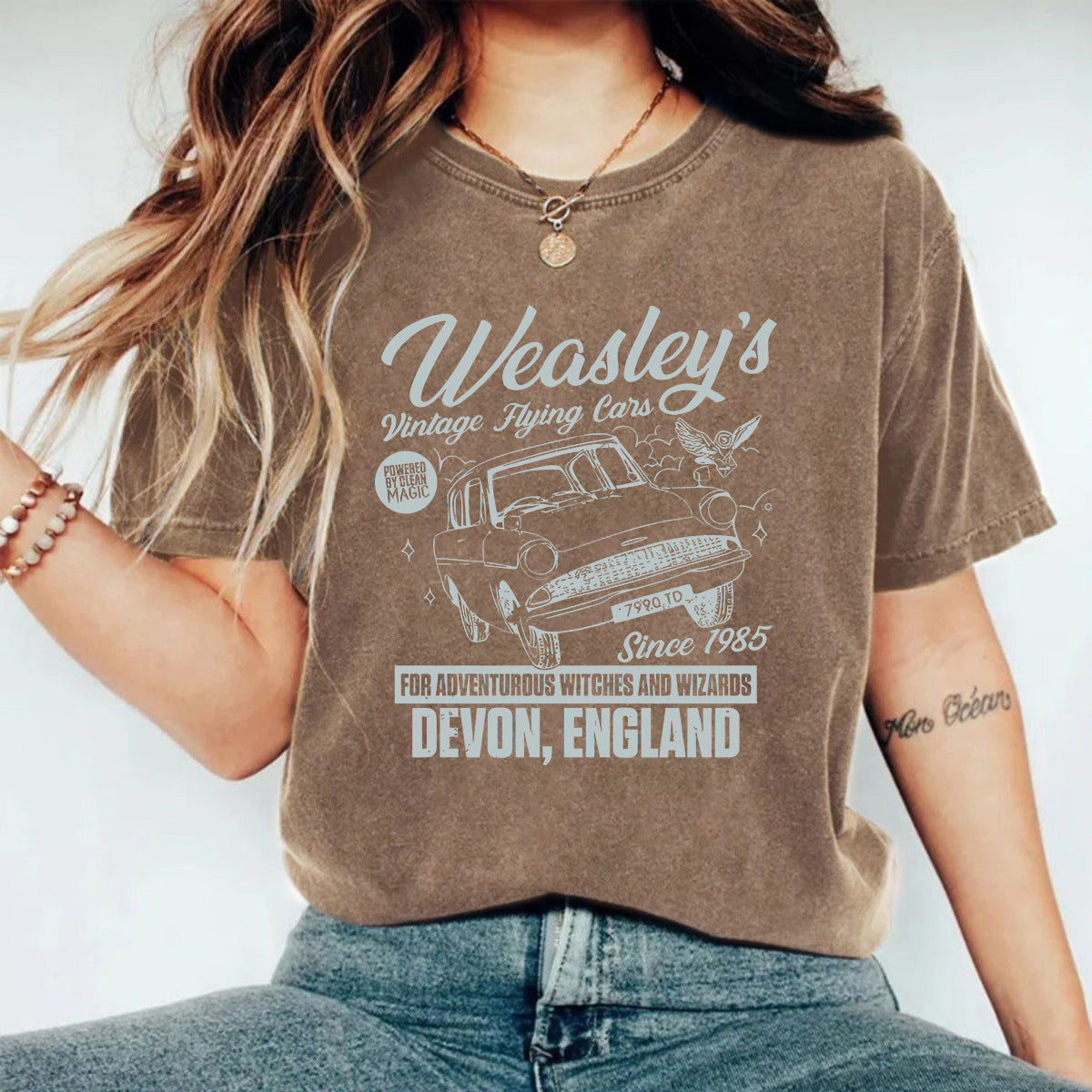 Distressed Print Short Sleeve Top