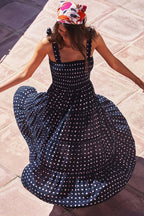 Printed High Waist Sling Maxi Dress