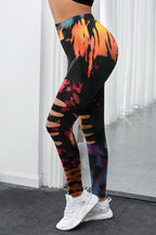 Tie-Dye Hollow-Out High Waist Leggings