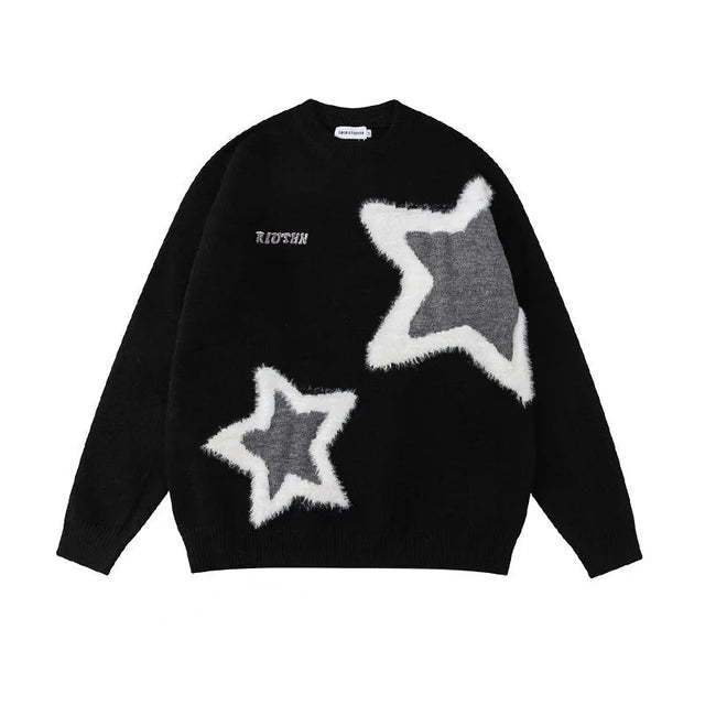 Star Print Oversized Couple Sweater