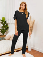 Boat Neck Top & Pants Lounge Set