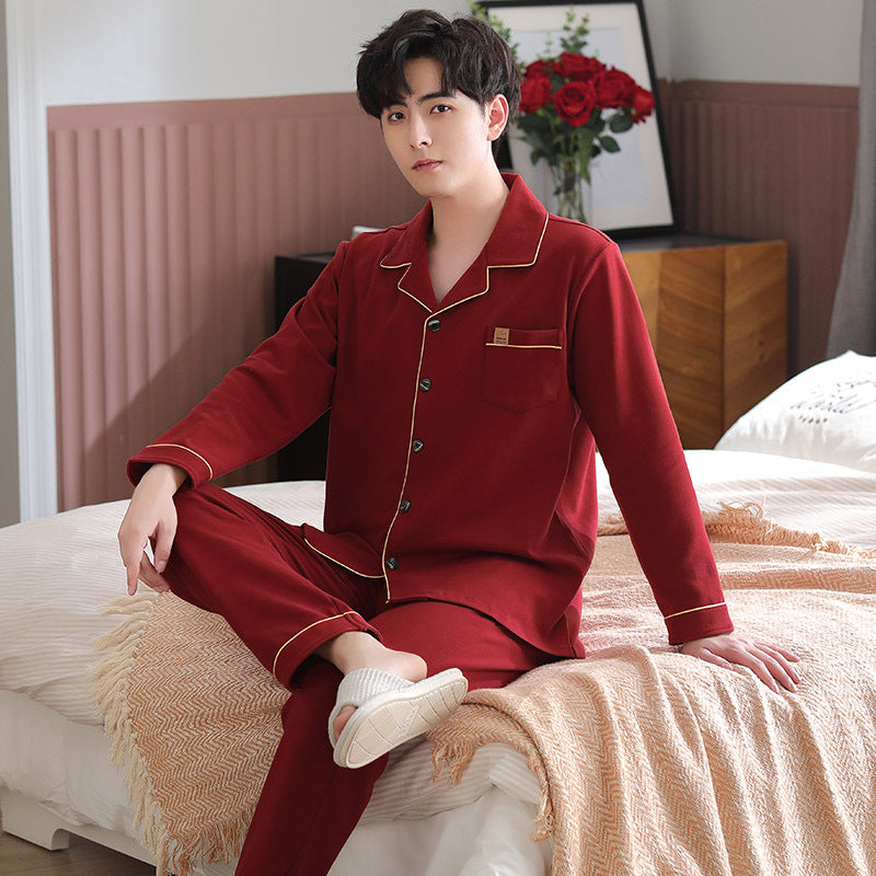 Couple's Long Sleeve Pyjama Set — Red