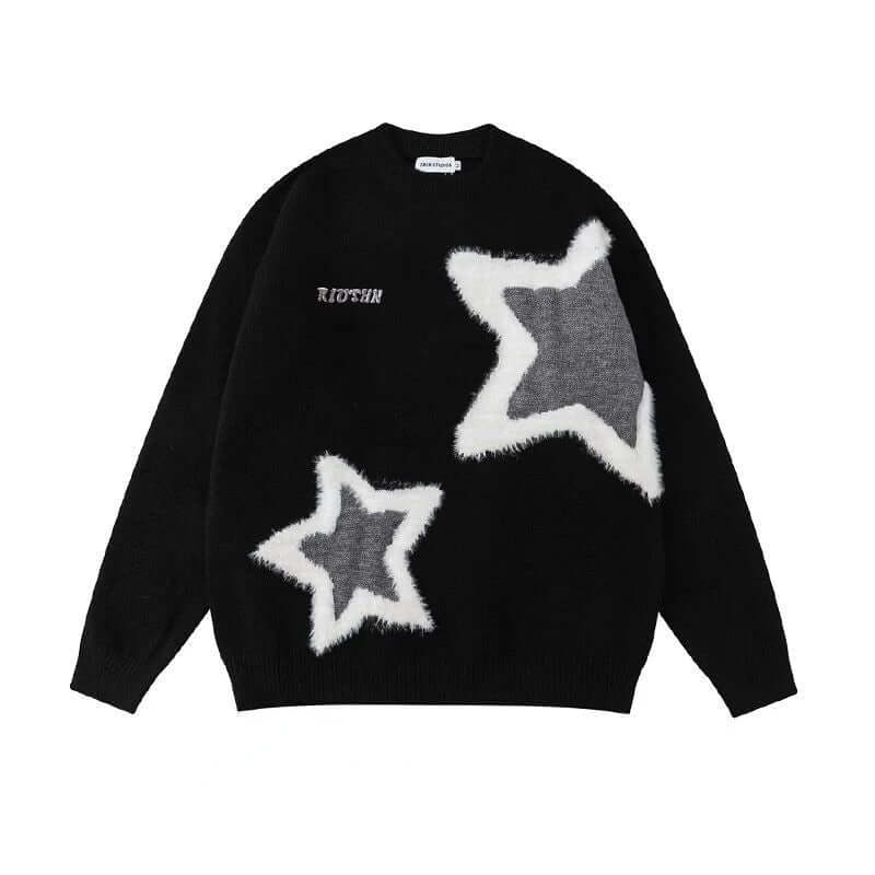Star Print Oversized Couple Sweater