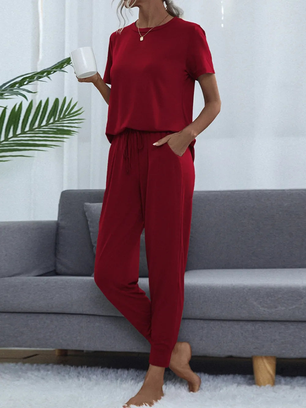 Shiny Tie-Detail Lounge Set
