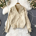 Women's Oversized V-Neck Rope Knit Jumper