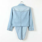 Lace-Up Denim Shawl Shirt
