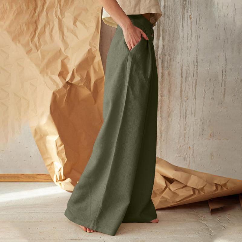 Women's Baggy Wide-Leg Cotton Linen Trousers