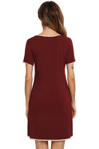Contrast Trim Pocketed Lounge Dress