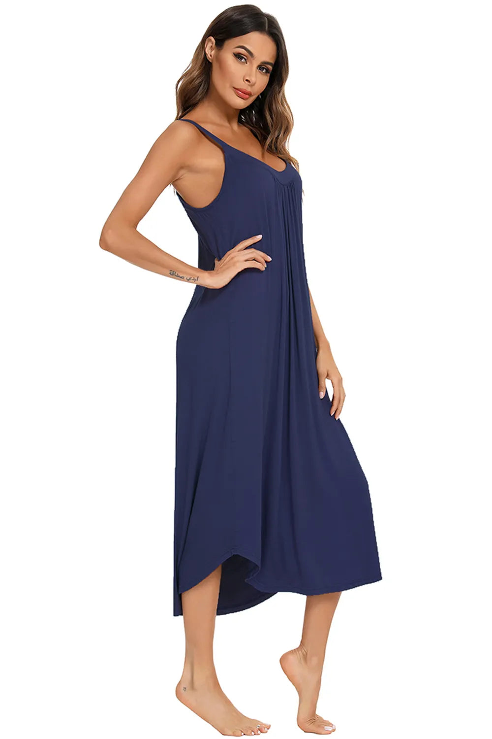 V-Neck Midi Lounge Dress for Her