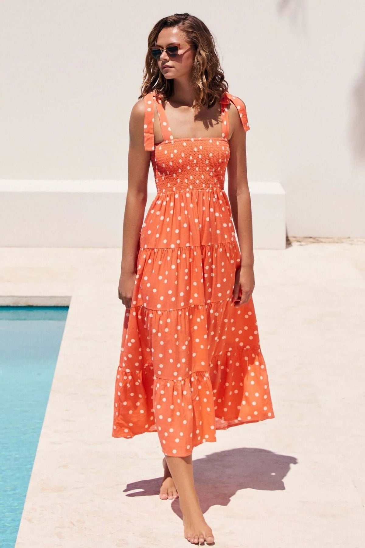 Printed High Waist Sling Maxi Dress