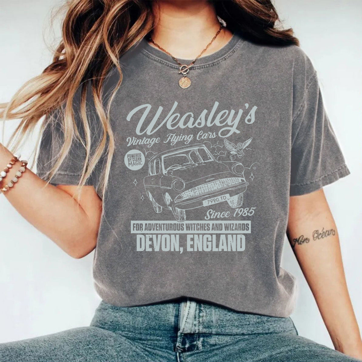 Distressed Print Short Sleeve Top