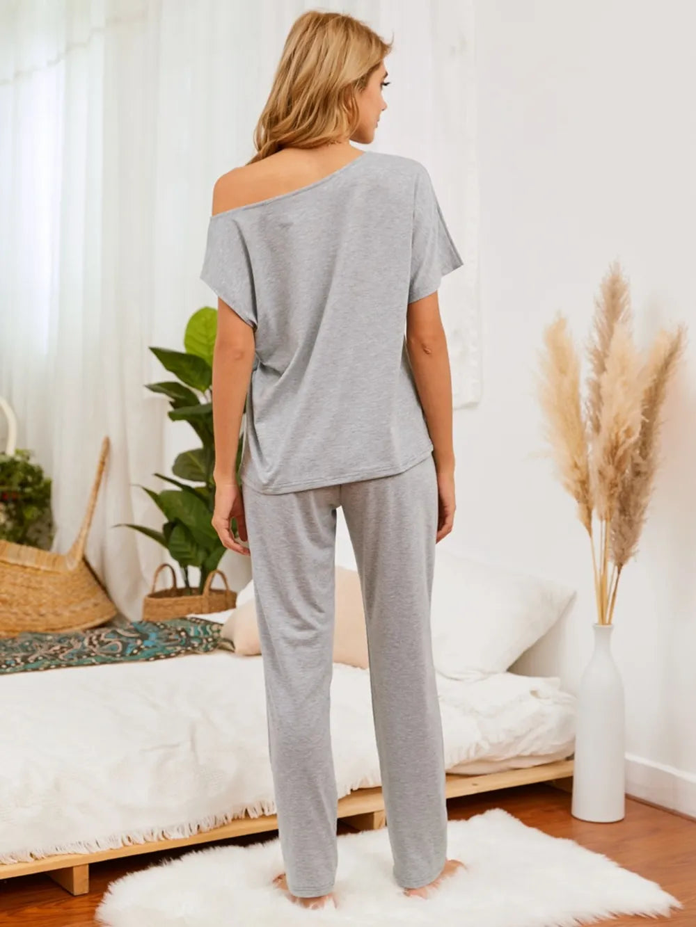 Boat Neck Top & Pants Lounge Set