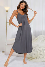 V-Neck Midi Lounge Dress for Her