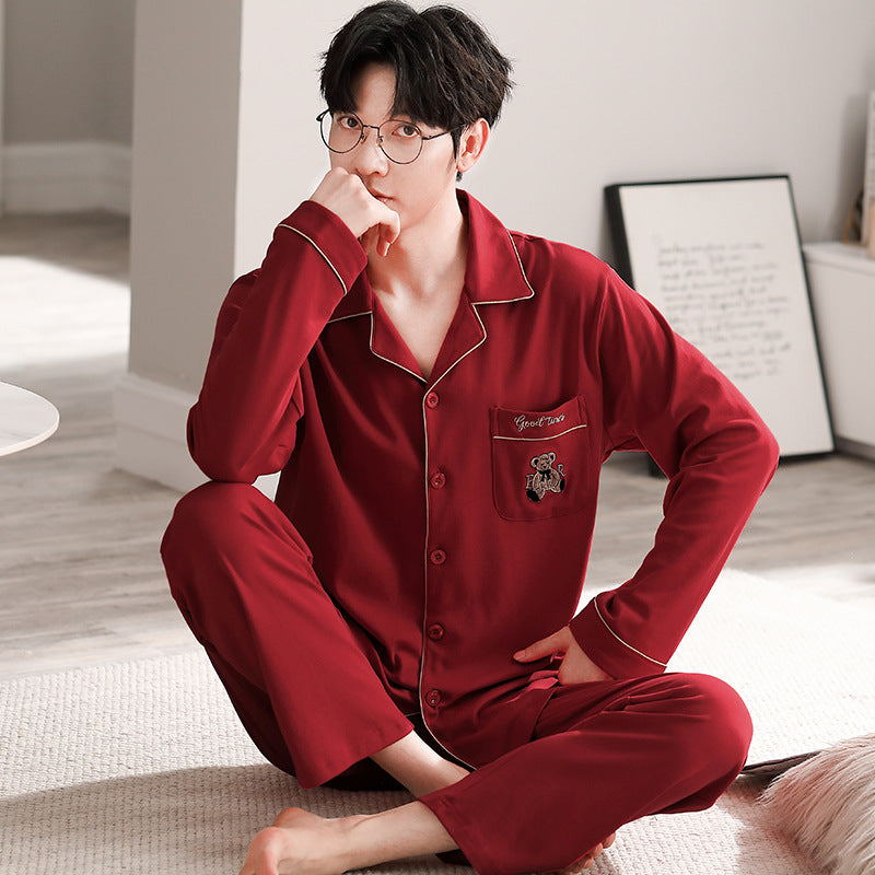 Couple's Long Sleeve Pyjama Set — Red