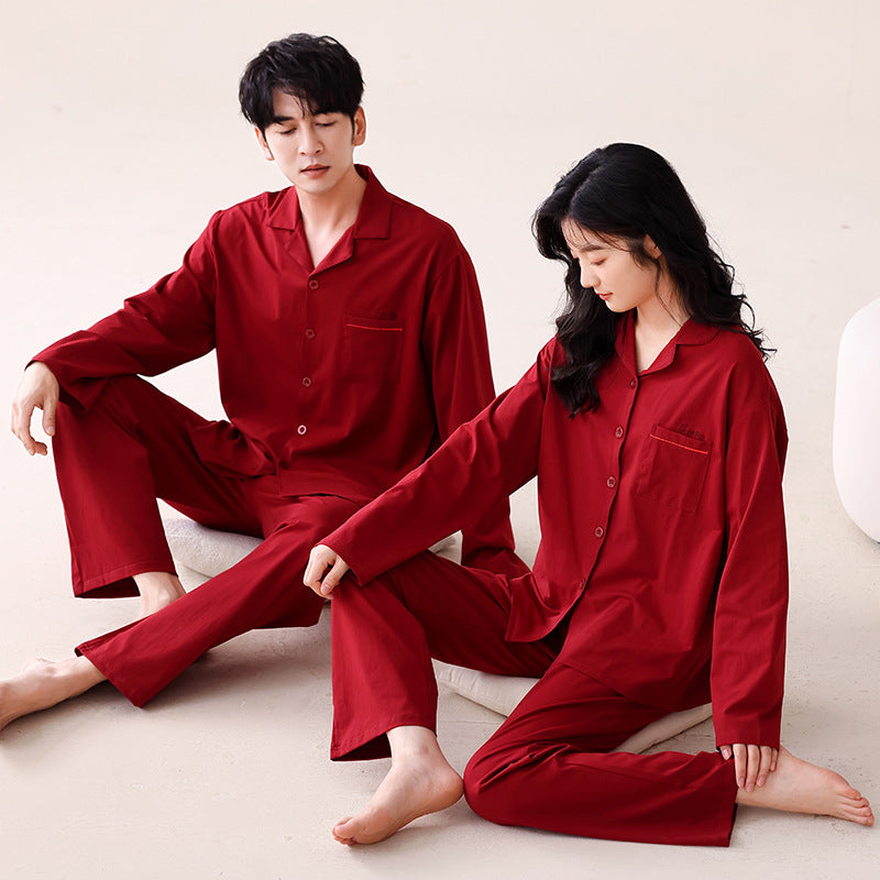 Couple's Long Sleeve Pyjama Set — Red
