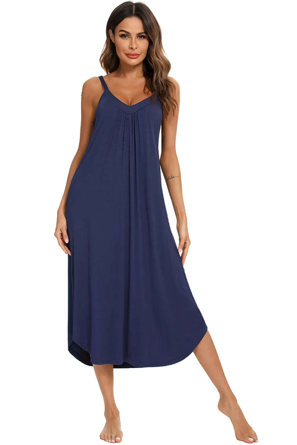 V-Neck Midi Lounge Dress for Her