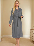 Tie-Up Lounge Nightgown with Pockets
