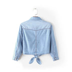 Lace-Up Denim Shawl Shirt