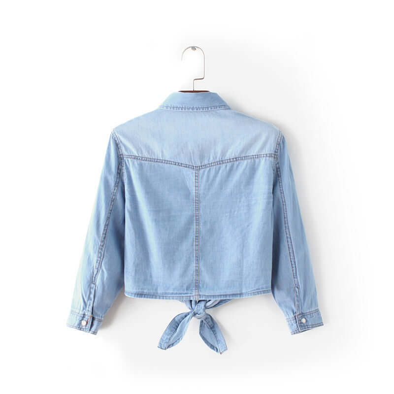 Lace-Up Denim Shawl Shirt