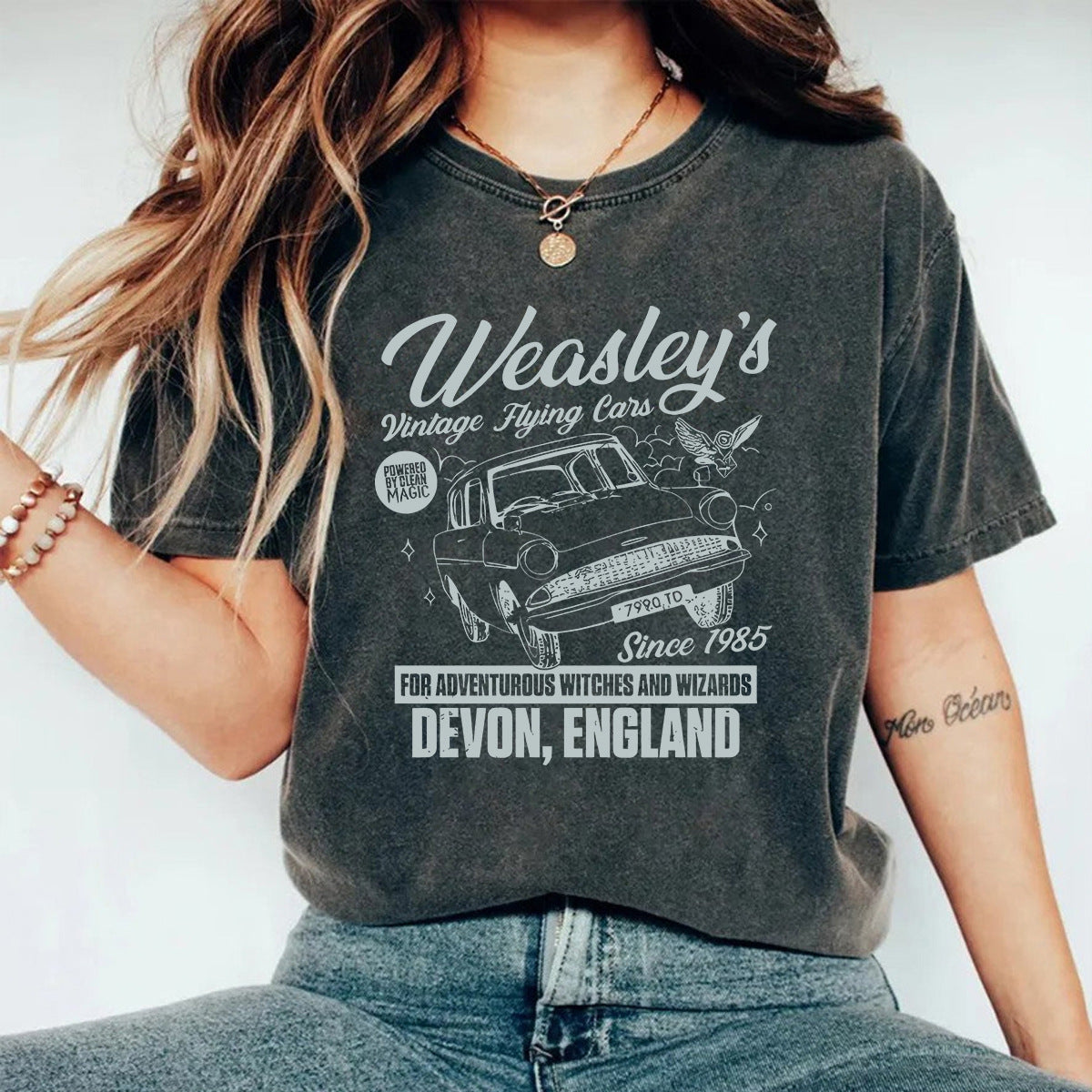 Distressed Print Short Sleeve Top