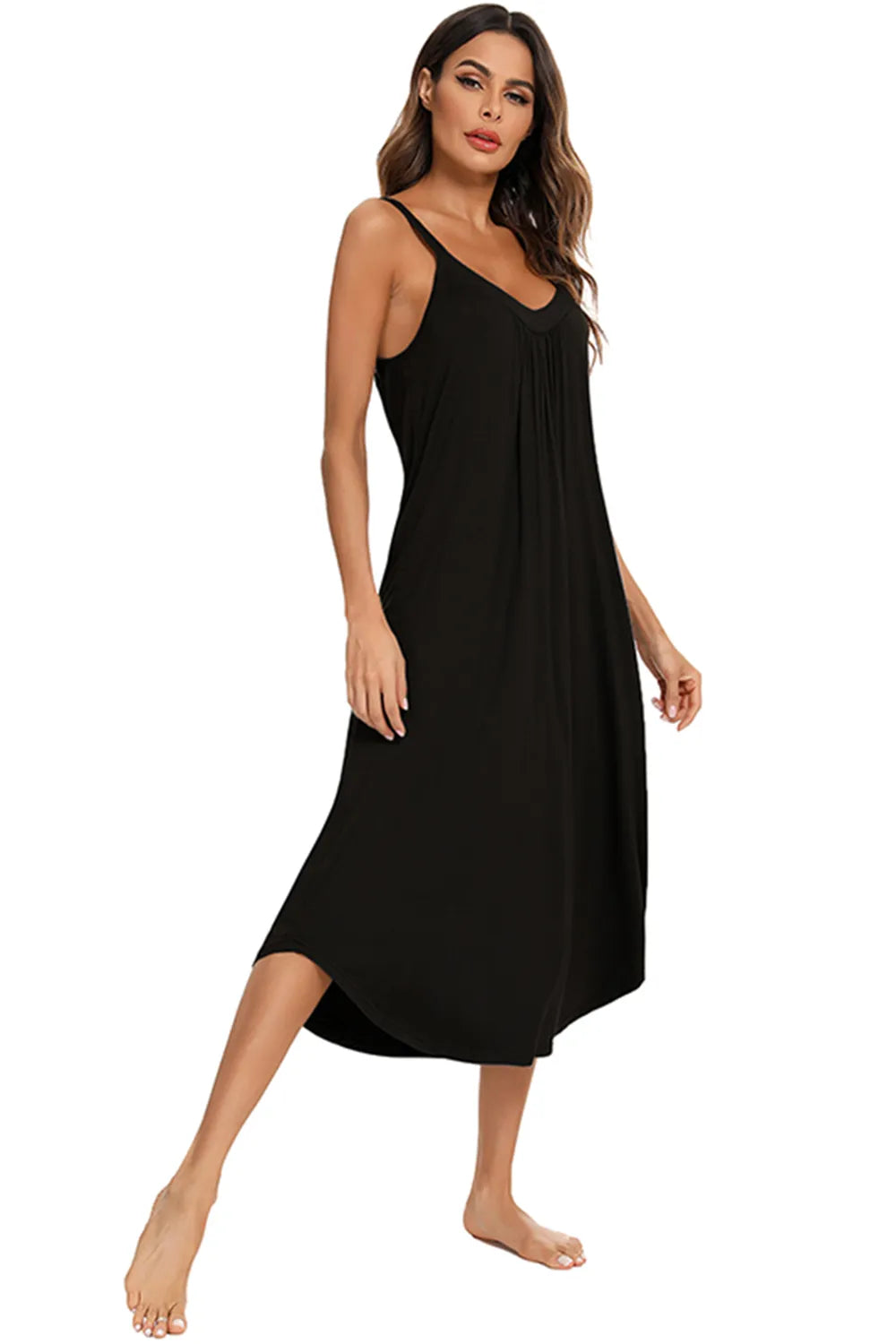V-Neck Midi Lounge Dress for Her