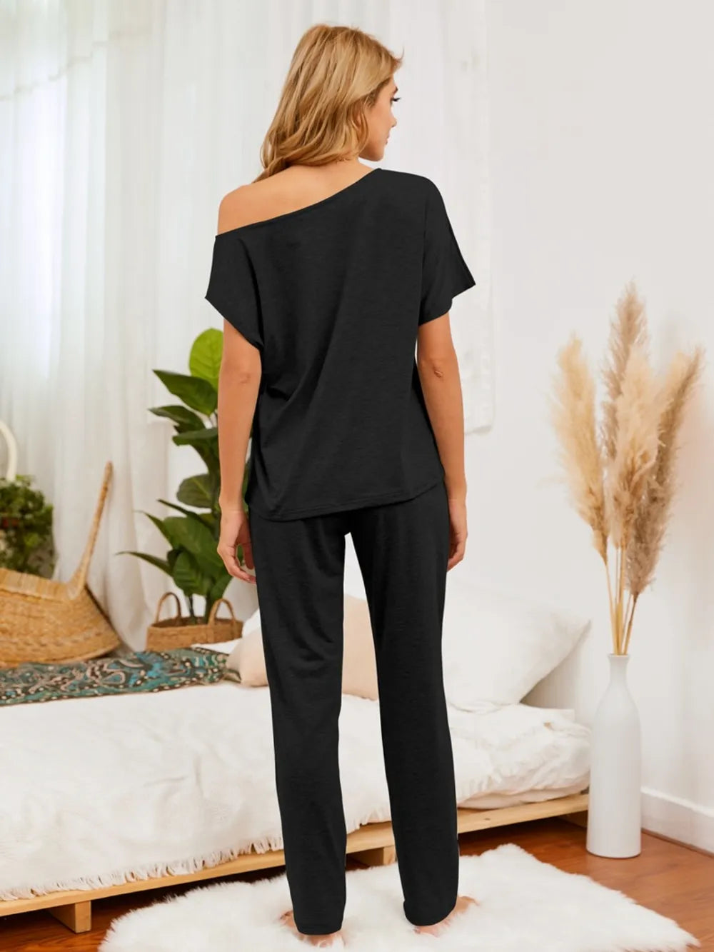 Boat Neck Top & Pants Lounge Set