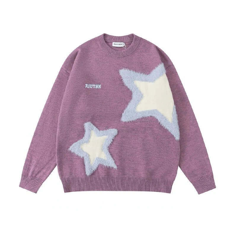 Star Print Oversized Couple Sweater