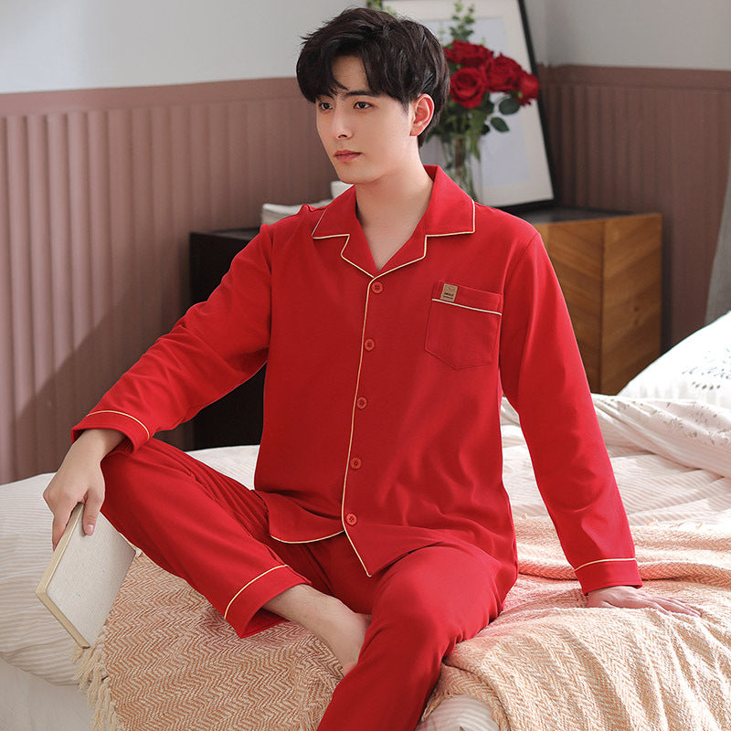 Couple's Long Sleeve Pyjama Set — Red