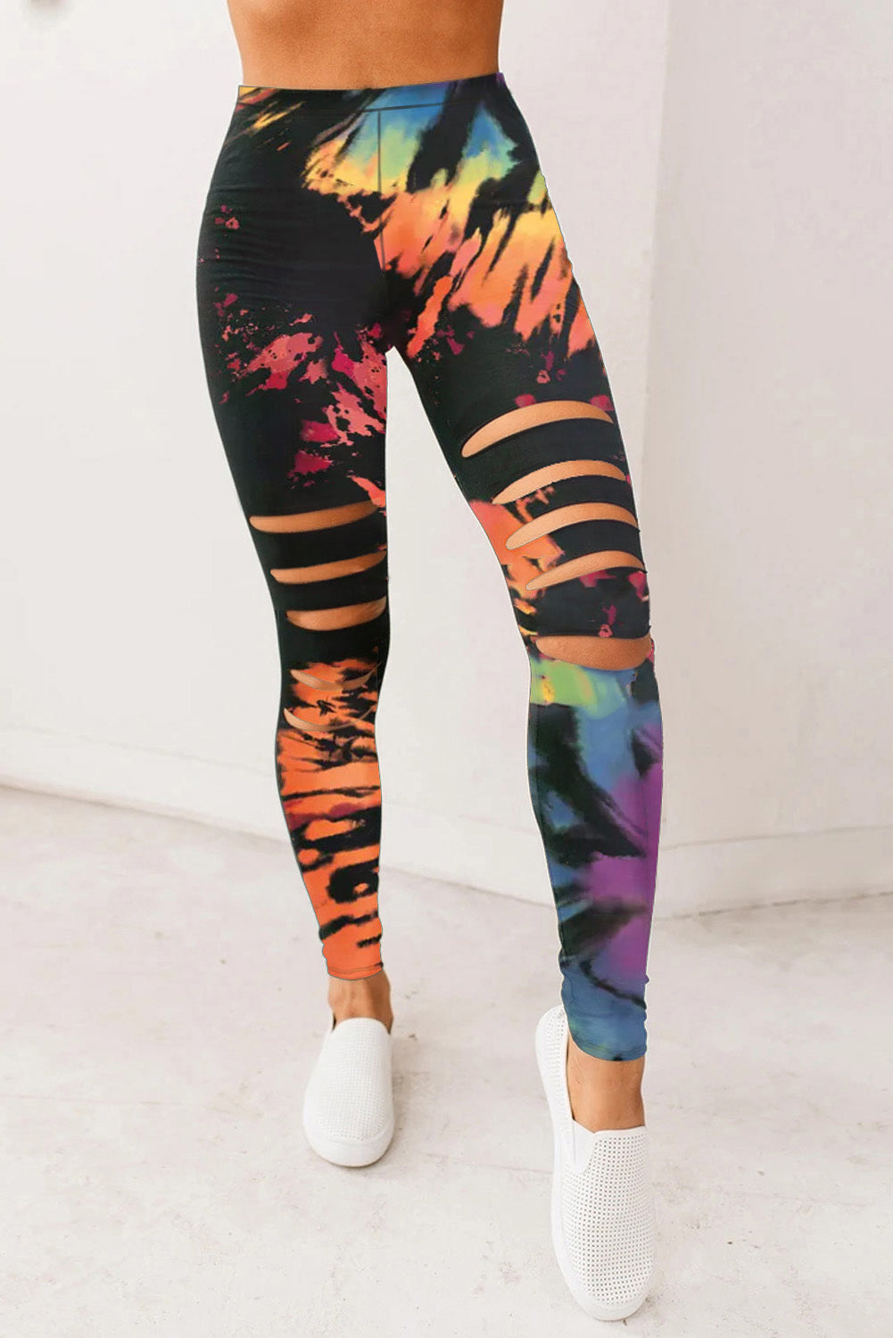Tie-Dye Hollow-Out High Waist Leggings