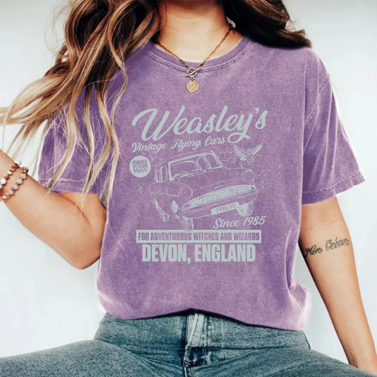 Distressed Print Short Sleeve Top