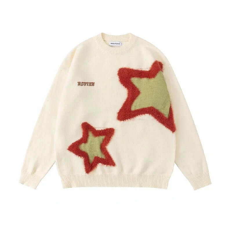 Star Print Oversized Couple Sweater