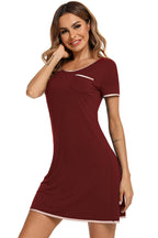 Contrast Trim Pocketed Lounge Dress