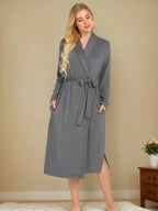 Tie-Up Lounge Nightgown with Pockets
