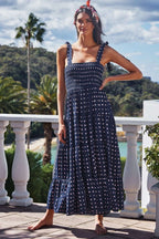 Printed High Waist Sling Maxi Dress