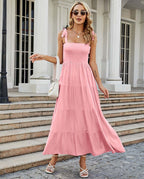 Printed High Waist Sling Maxi Dress