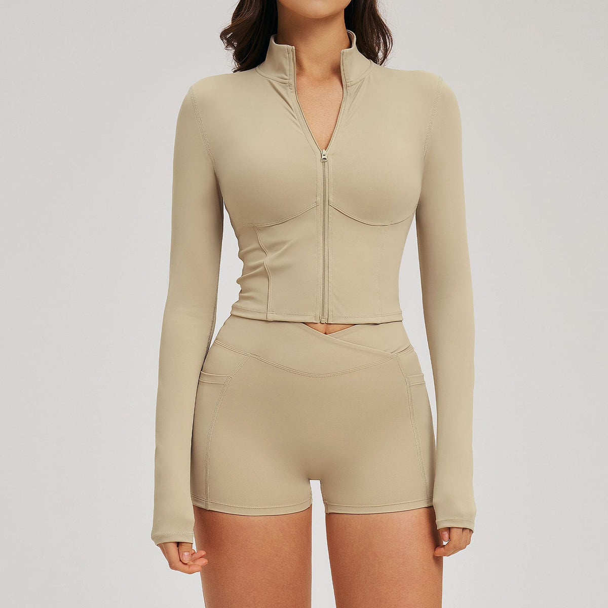 Zip-Up Jacket & Shorts Activewear Set