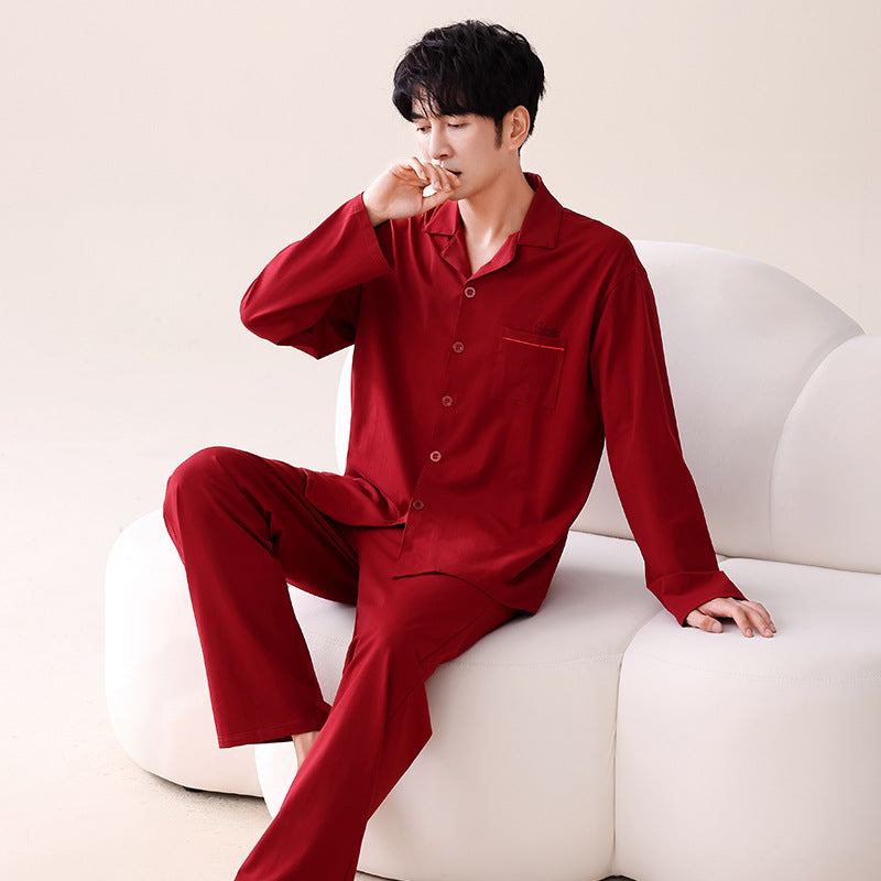 Couple's Long Sleeve Pyjama Set — Red