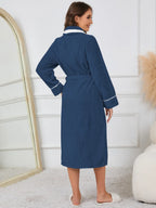 Contrast Trim Tie-Waist Lounge Nightgown