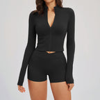 Zip-Up Jacket & Shorts Activewear Set