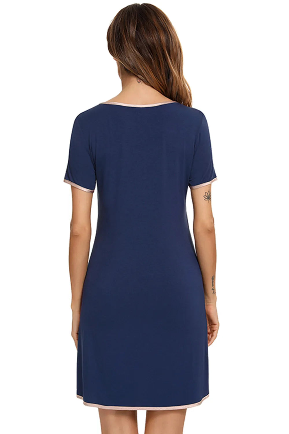 Contrast Trim Pocketed Lounge Dress