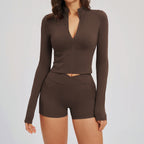 Zip-Up Jacket & Shorts Activewear Set