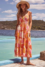 Printed High Waist Sling Maxi Dress