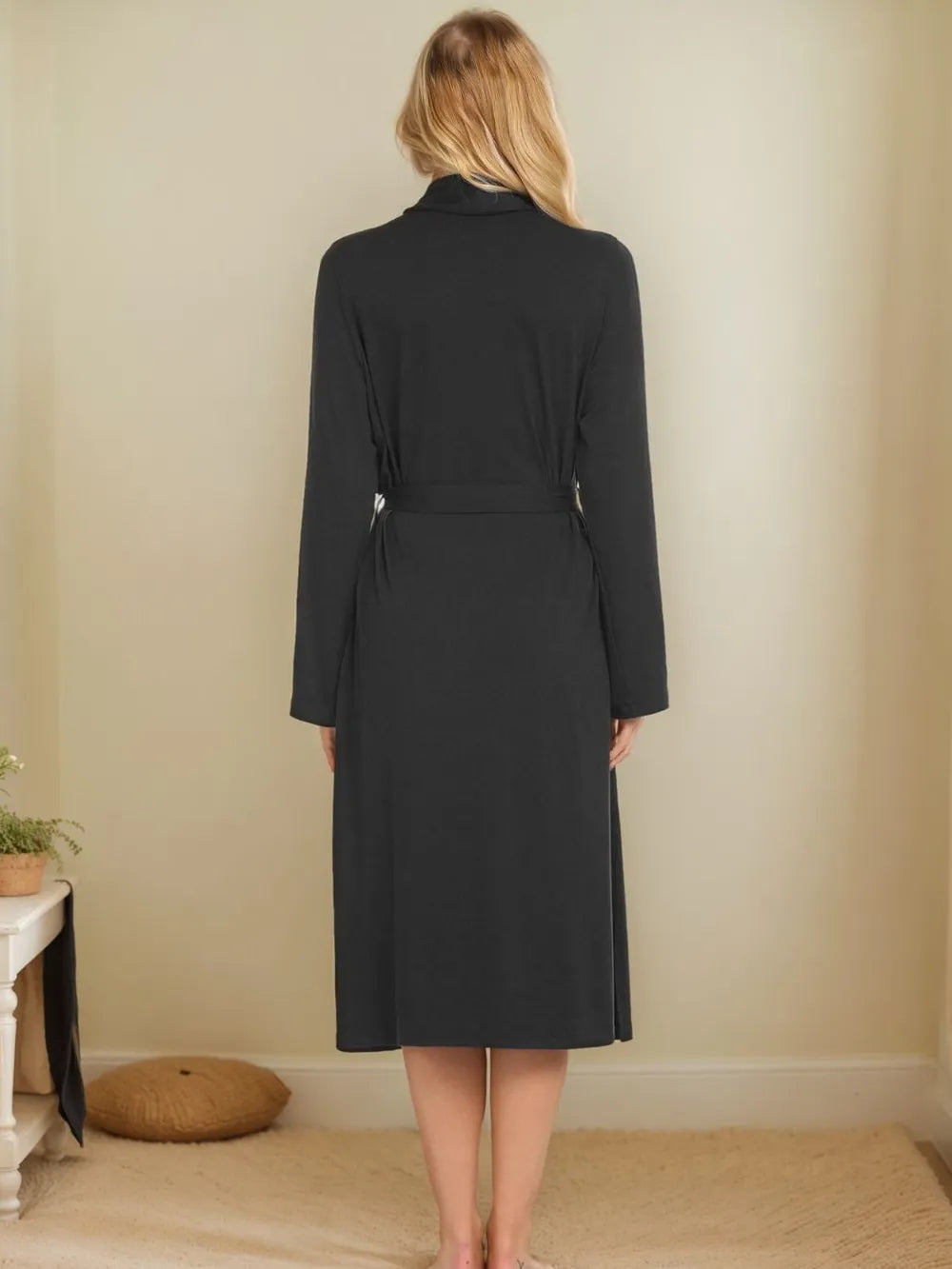 Tie-Up Lounge Nightgown with Pockets