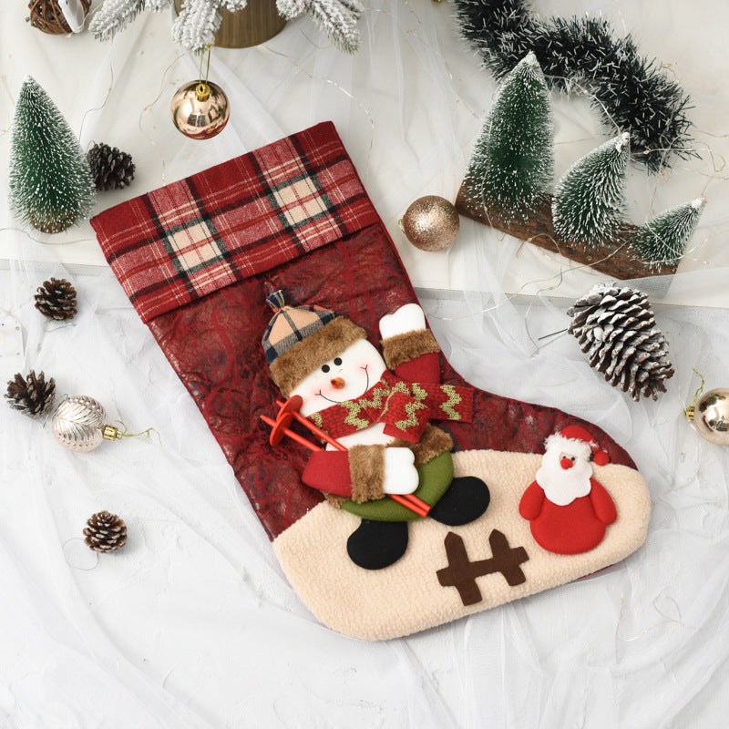 Large Check Christmas Stocking