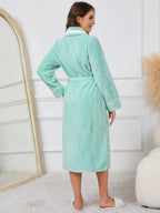 Contrast Trim Tie-Waist Lounge Nightgown