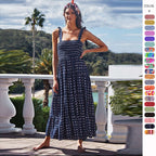 Printed High Waist Sling Maxi Dress